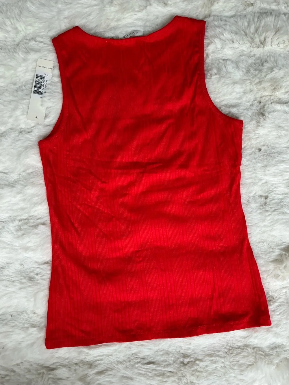 Cyrus Vibrant Red Ribbed Tank Top - Picture 2 of 4